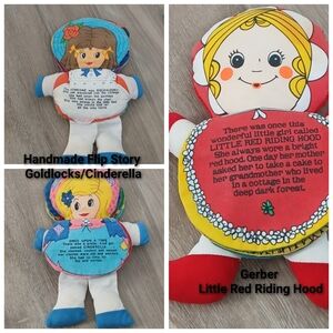 Vintage Storybook Cloth Doll Lot (Two Stories), Gerber & Handmade Flip Dolls